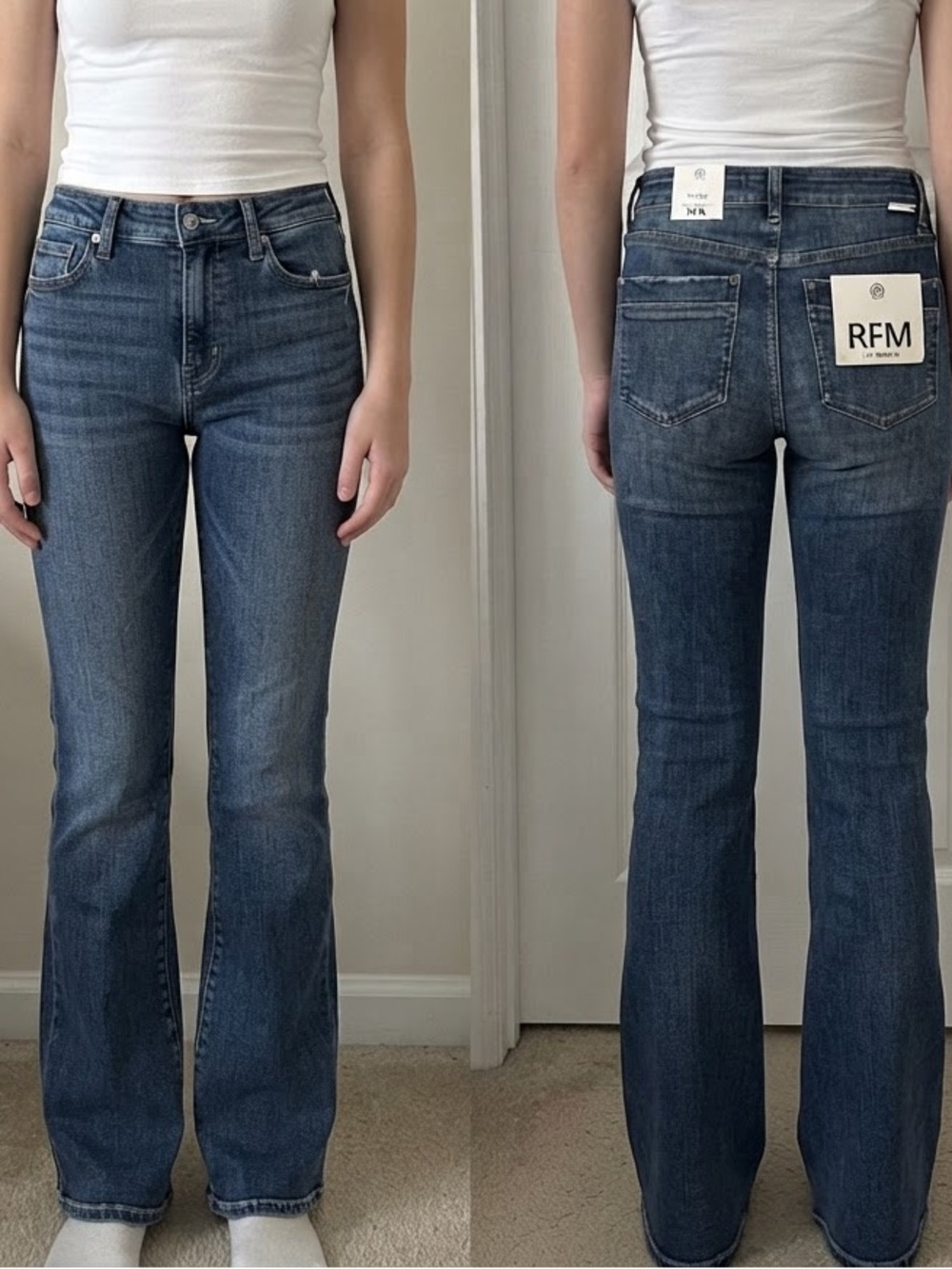 RFM High-Rise Boot Cut Dark Jeans for Women
